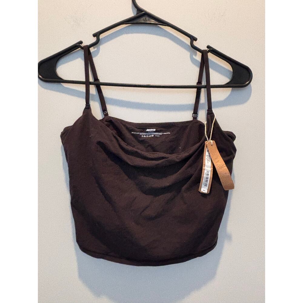 SKIMS FITS EVERYBODY BLACK CROPPED CAMI SIZE XL NWT - Picture 2 of 5